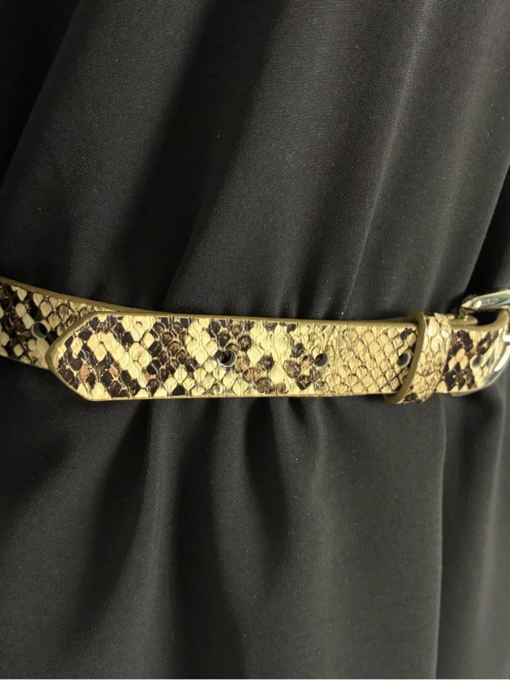 Snake Print faux Leather Belt with Silver Buckle New without tags glam animal
